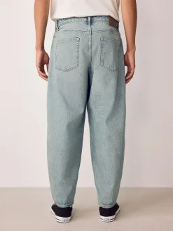 Outlet Next Barrel Fit Vintage Wash Denim Jeans Blue Light Tint