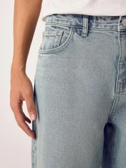 Outlet Next Barrel Fit Vintage Wash Denim Jeans Blue Light Tint