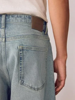 Outlet Next Barrel Fit Vintage Wash Denim Jeans Blue Light Tint