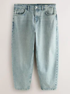 Outlet Next Barrel Fit Vintage Wash Denim Jeans Blue Light Tint