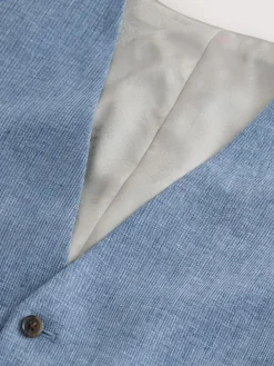 Discount Next Linen Blend Texture Suit Waistcoat Blue