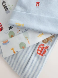 Next Blue London Tie Top Baby Hats 3 Pack (0-18mths)^BOY Hats & Scratch Mitts|Newborn Accessories