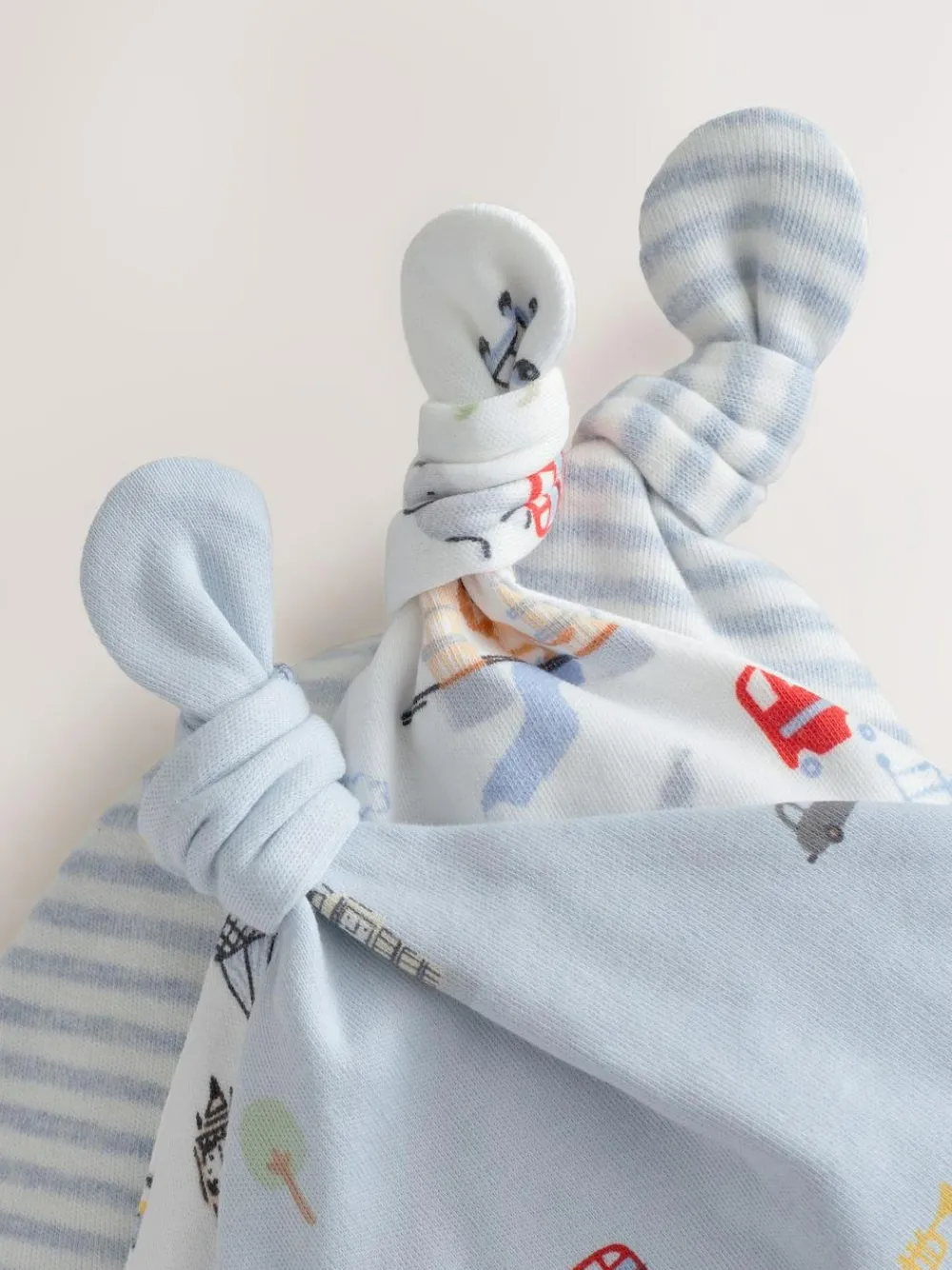 Next Blue London Tie Top Baby Hats 3 Pack (0-18mths)^BOY Hats & Scratch Mitts|Newborn Accessories