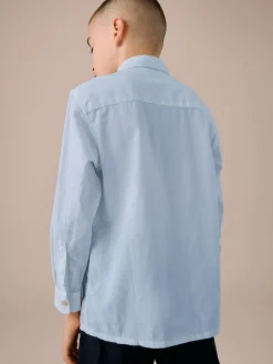 Best Next Long Sleeve 100% Linen Shirt (3-16yrs) Blue