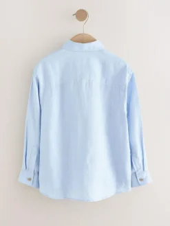 Best Next Long Sleeve 100% Linen Shirt (3-16yrs) Blue