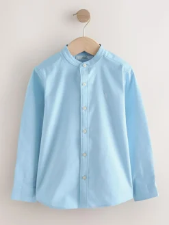 Clearance Next Long Sleeve Grandad Collar Oxford Shirt (3-16yrs) Blue