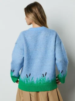 Hot Next Brushed Crew Neck Jumper Blue Mallard Duck Graphic