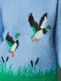 Hot Next Brushed Crew Neck Jumper Blue Mallard Duck Graphic