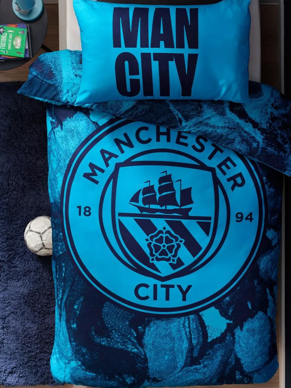 Next Blue Manchester City 100% Cotton Single Duvet Cover and Pillowcase Set