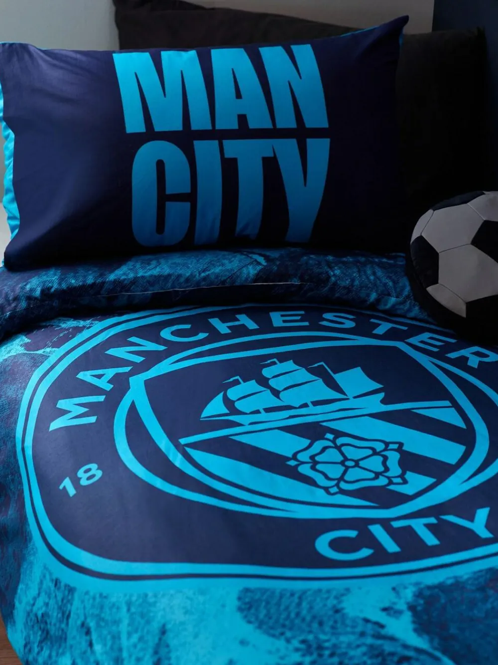 Next Blue Manchester City 100% Cotton Single Duvet Cover and Pillowcase Set