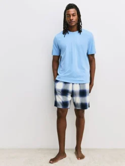 Next Blue/ Mauve Purple Cosy Short Sleeve Pyjamas Set 2 Pack^ Pyjamas