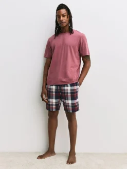 Next Blue/ Mauve Purple Cosy Short Sleeve Pyjamas Set 2 Pack^ Pyjamas