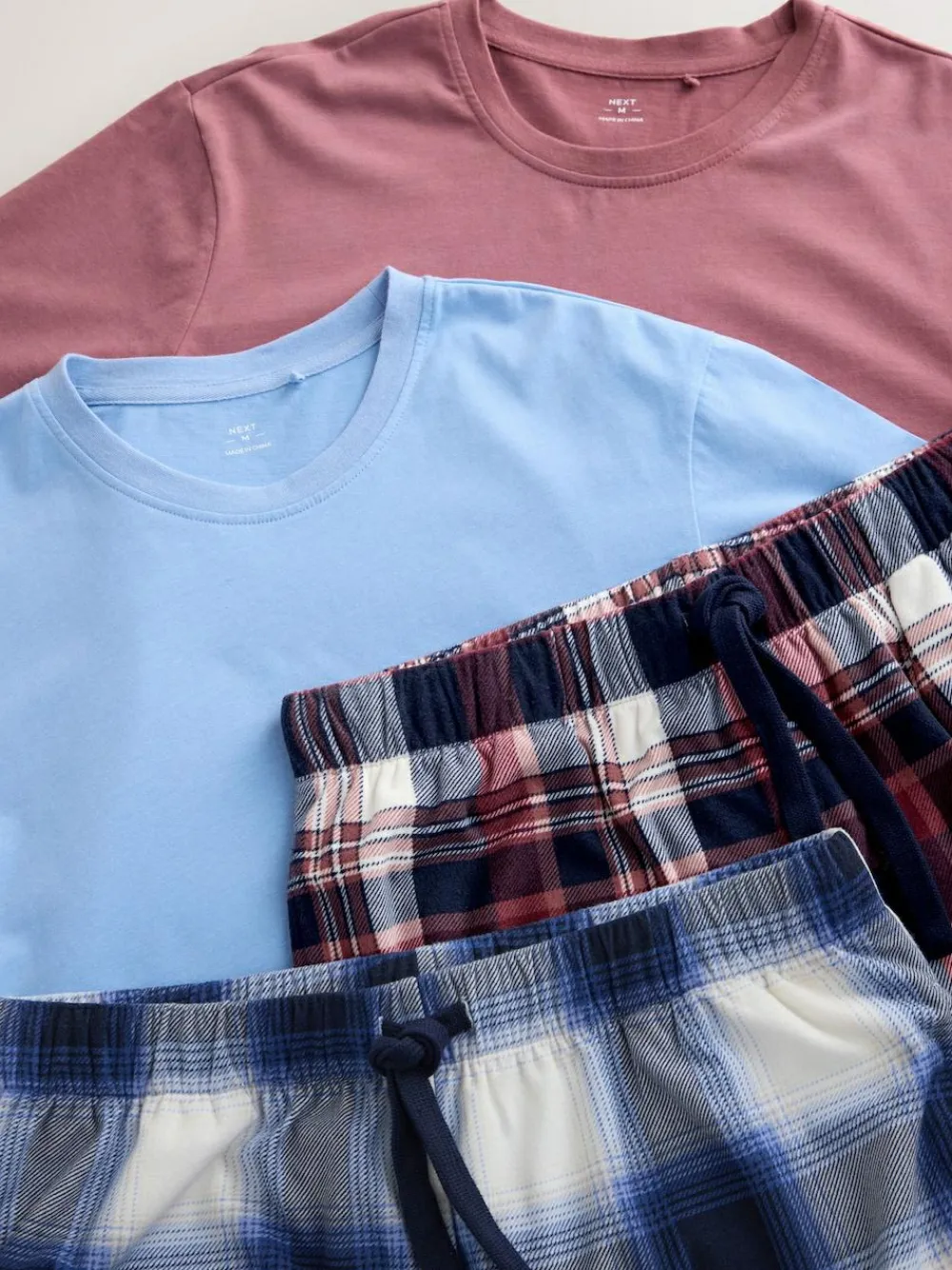 Next Blue/ Mauve Purple Cosy Short Sleeve Pyjamas Set 2 Pack^ Pyjamas