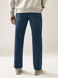 Next Blue Mid Single Straight Fit Classic Stretch Jeans^ Jeans|Jeans