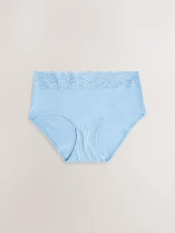 Next Blue Midi Cotton and Lace Knickers 7 Pack^Women All Lingerie|Panties