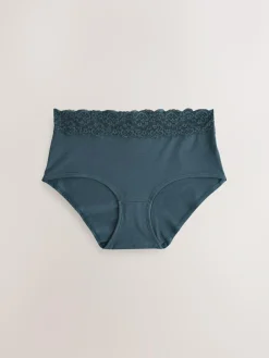 Next Blue Midi Cotton and Lace Knickers 7 Pack^Women All Lingerie|Panties