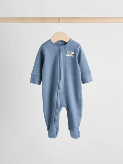 Outlet Next Blue Milk Club Baby Sleepsuits 3 Pack (0mths-2yrs)