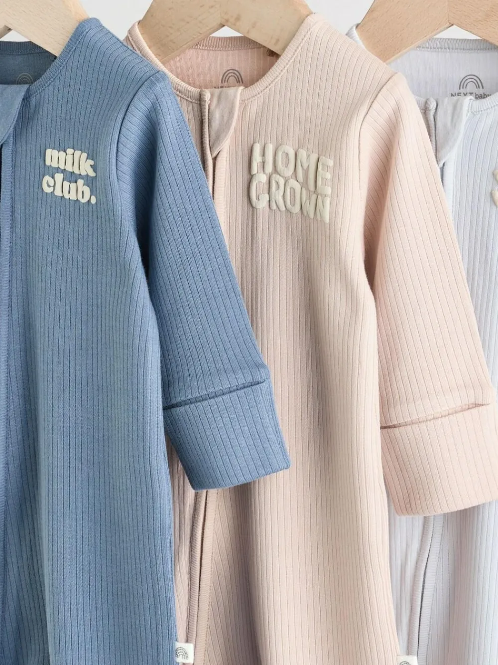 Outlet Next Blue Milk Club Baby Sleepsuits 3 Pack (0mths-2yrs)