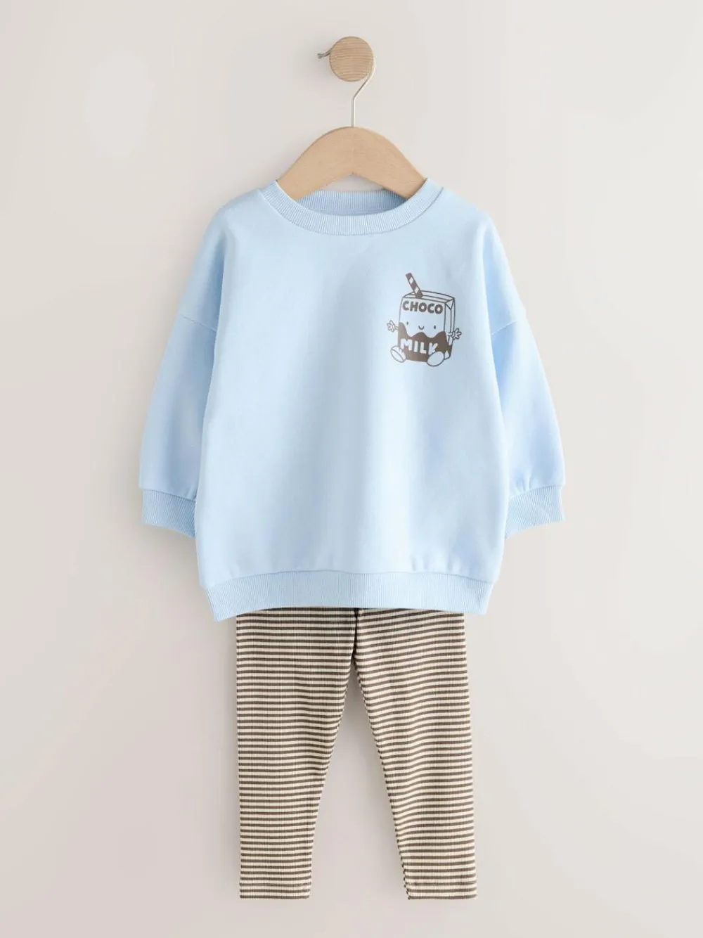 New Next Sweatshirt And Leggings Set (3mths-7yrs) Blue Milk Print