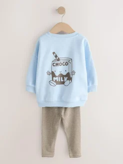 New Next Sweatshirt And Leggings Set (3mths-7yrs) Blue Milk Print