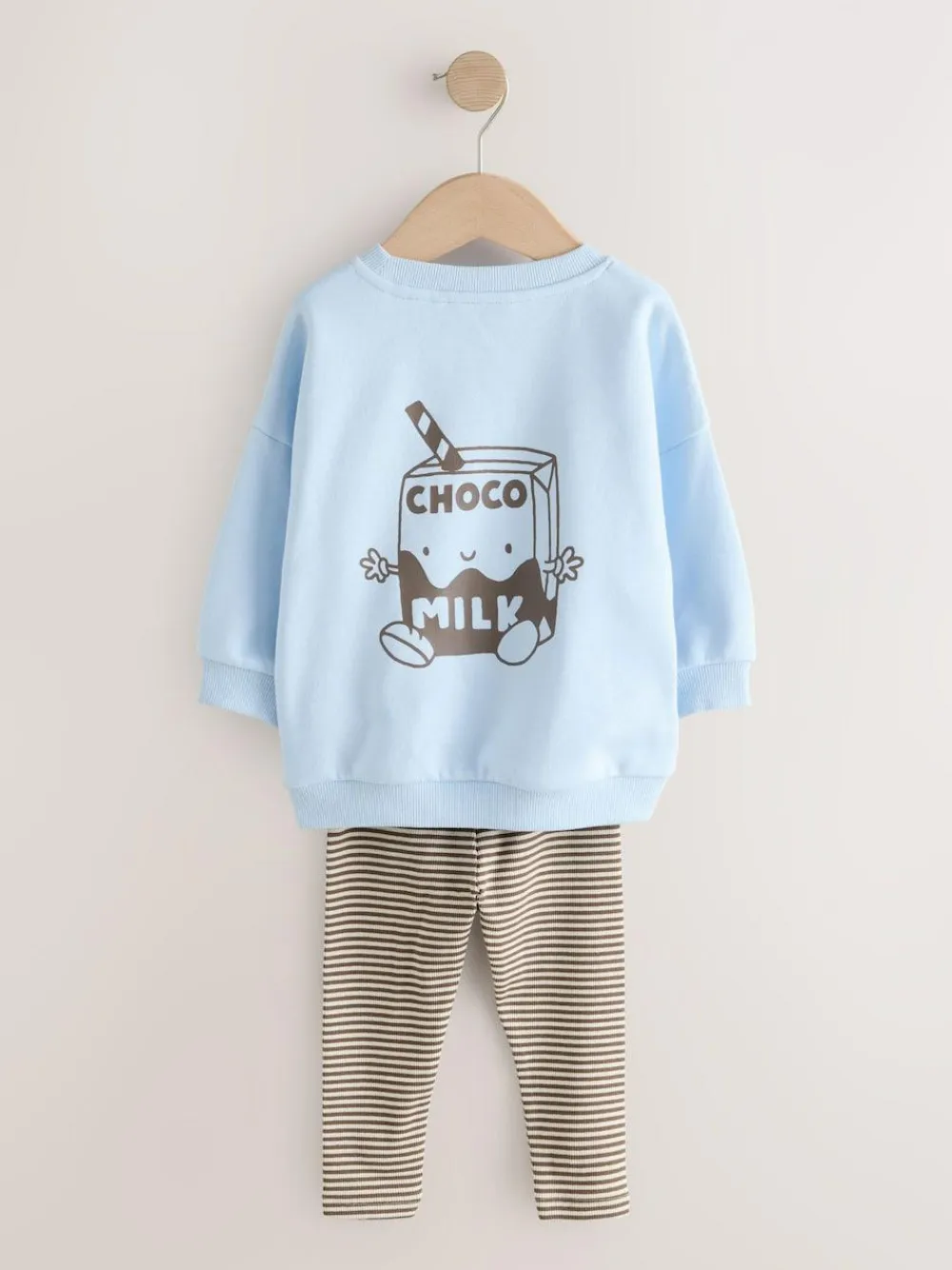 New Next Sweatshirt And Leggings Set (3mths-7yrs) Blue Milk Print