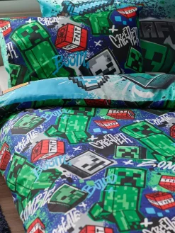 Next Blue Minecraft Single Duvet Cover and Pillowcase Set^ Childrens Bedding|Bedsets & Duvet Covers