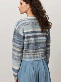 Sale Next Spacedye Knitted Crew Neck Cardigan Blue Multi