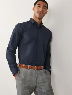 Next Blue Navy Regular Fit Easy Care Single Cuff Smart Shirt^ Shirts