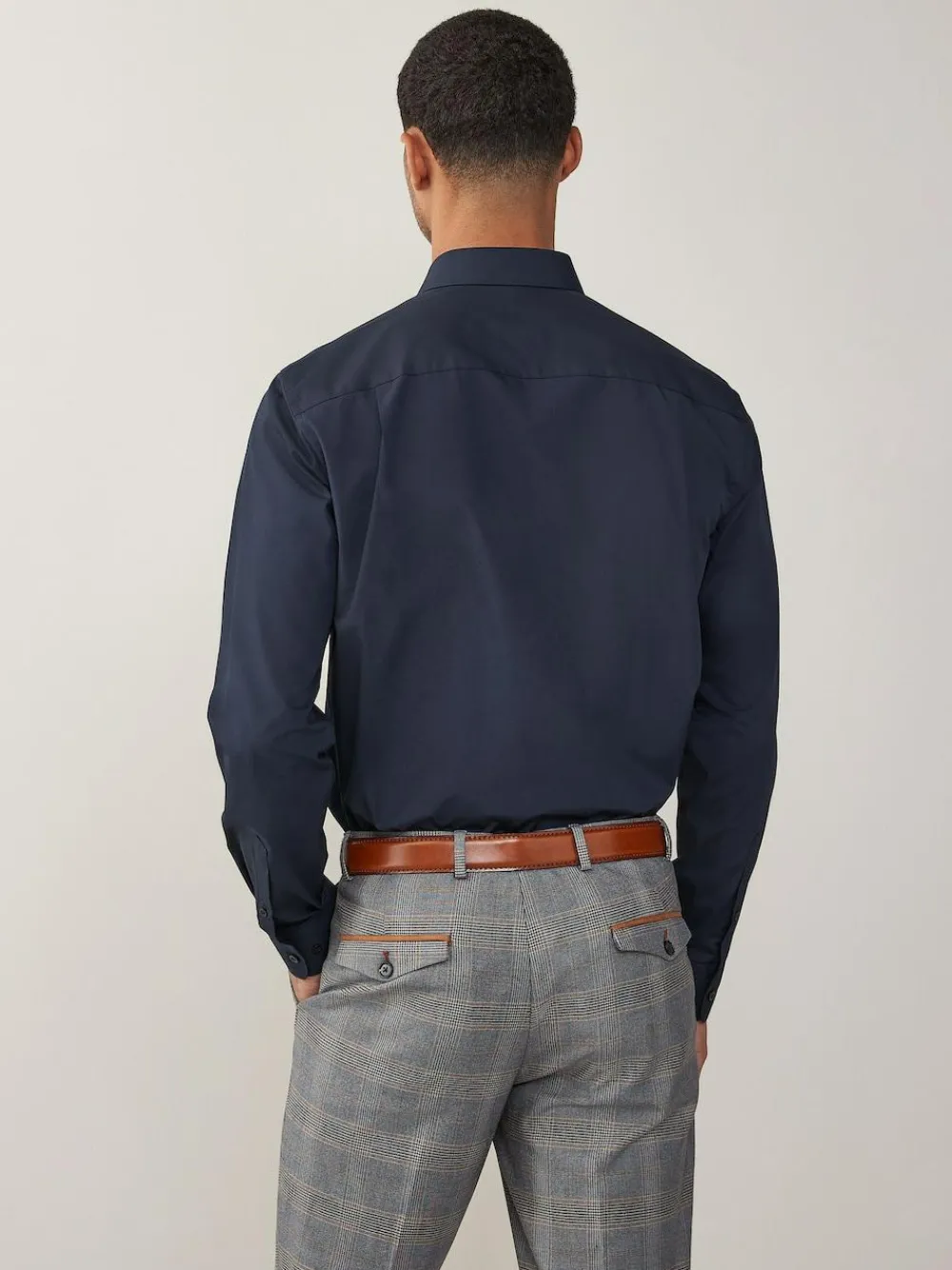 Next Blue Navy Regular Fit Easy Care Single Cuff Smart Shirt^ Shirts