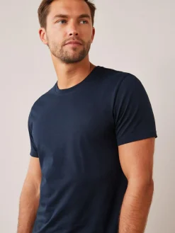 Online Next Blue Navy Regular Fit Essential Crew Neck Cotton T-Shirt