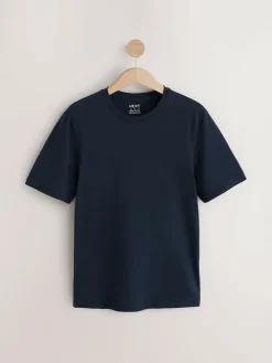Online Next Blue Navy Regular Fit Essential Crew Neck Cotton T-Shirt