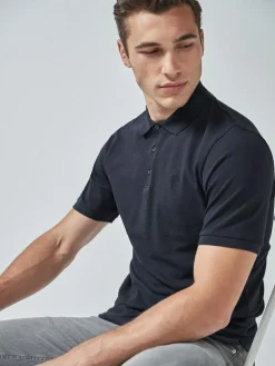 Next Blue Navy Regular Fit Short Sleeve Pique Polo Shirt^ Tops & T-Shirts