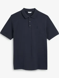 Next Blue Navy Regular Fit Short Sleeve Pique Polo Shirt^ Tops & T-Shirts