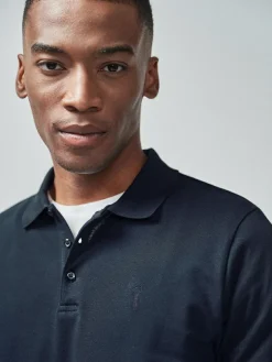 Next Blue Navy Slim Fit Short Sleeve Pique Polo Shirt^ Tops & T-Shirts