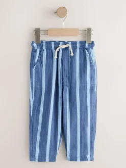 Next Soft Textured Pull On Trousers (3mths-7yrs) Blue Navy Striped