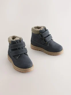 Outlet Next Wide Fit (G) Leather Thermal Thinsulate™ Lined Touch Fastening Work Boots Blue Navy