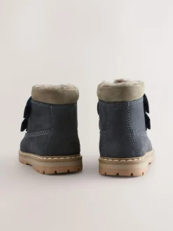 Outlet Next Wide Fit (G) Leather Thermal Thinsulate™ Lined Touch Fastening Work Boots Blue Navy