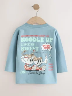 Next Blue Noodle Up Long Sleeve Back Print T-Shirt (3mths-8yrs)^BOY Tops|Tops