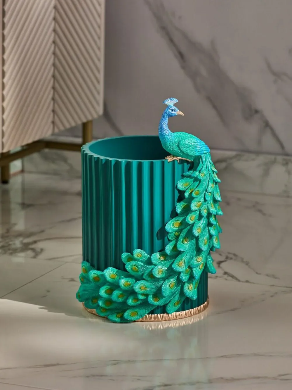 Next Blue Peacock Bin^ Bathroom Accessories