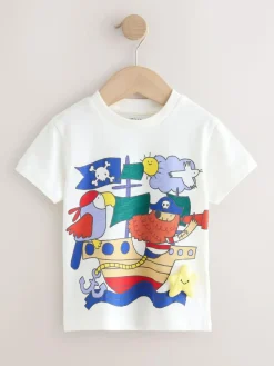 Next Short Sleeve Appliqué T-Shirts 3 Pack (3mths-7yrs)^BOY Tops|Tops