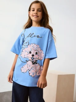 Discount Next Blue Poodle Oversized Graphic Print T-Shirt (3-16yrs)