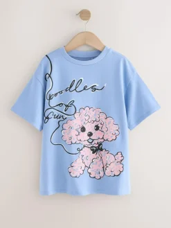 Discount Next Blue Poodle Oversized Graphic Print T-Shirt (3-16yrs)