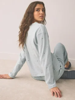 Next Ribbed Long Sleeve Pyjamas^Women All Night & Lounge|Nightwear