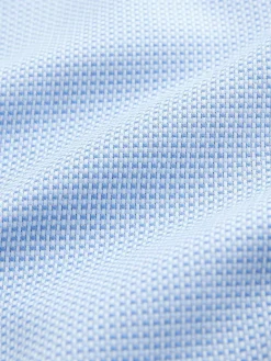 Hot Next Regular Fit 100% Cotton Textured Long Sleeve Formal Shirt with Trim Blue