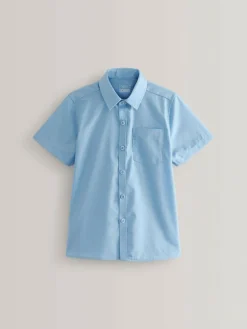 Clearance Next Regular Fit 2 Pack Short Sleeve School Shirts (3-17yrs) Blue
