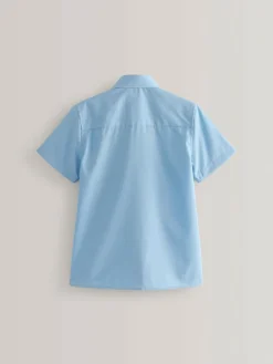 Clearance Next Regular Fit 2 Pack Short Sleeve School Shirts (3-17yrs) Blue
