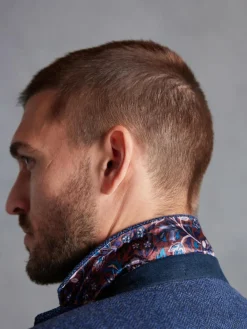 Next Regular Fit Signature Wool Blend Herringbone Nova Fides Blazer Blue