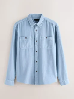 Next Regular Fit Textured Twin Pocket Long Sleeve Shirt^ Shirts