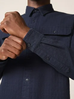 Next Regular Fit Textured Waffle Long Sleeve Shirt^ Shirts