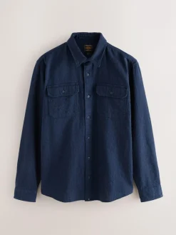 Next Regular Fit Textured Waffle Long Sleeve Shirt^ Shirts